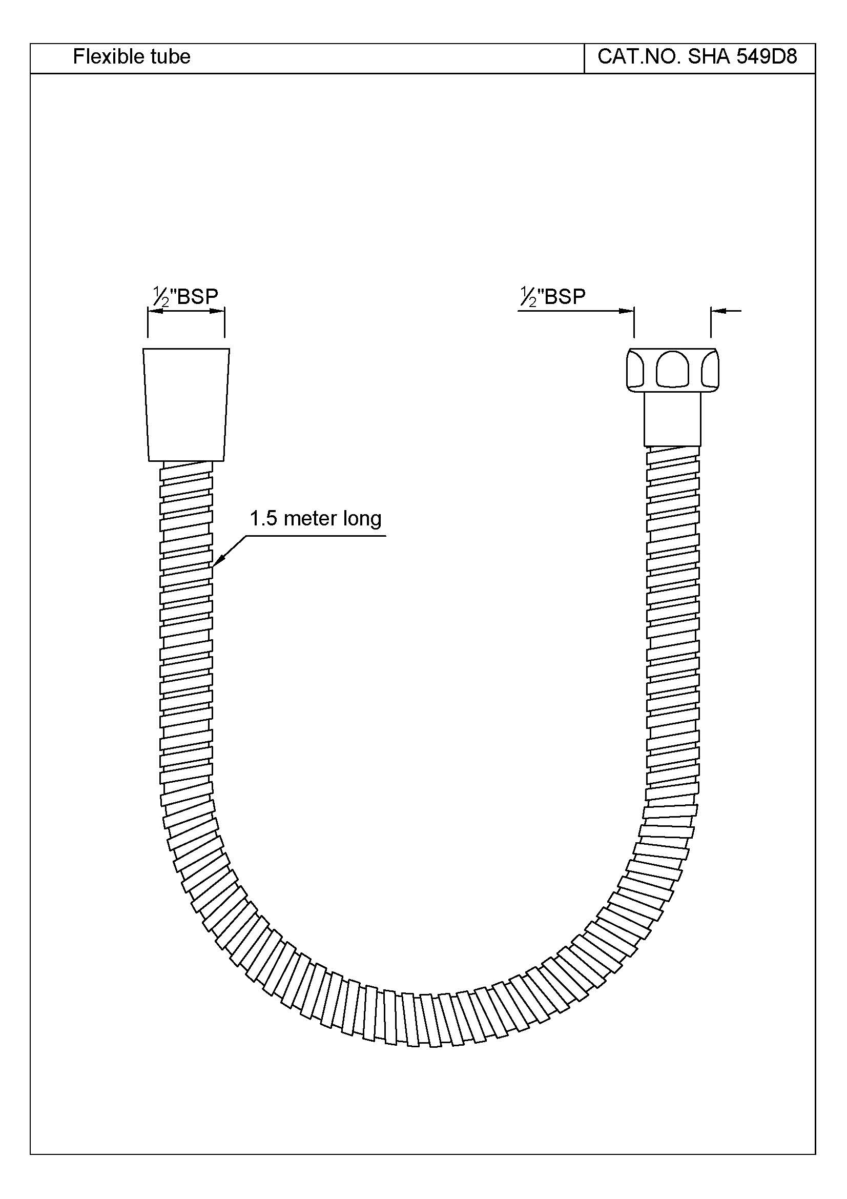 Душевой шланг Jaquar SHA-CHR-549D8 — чертёж с размерами изделия