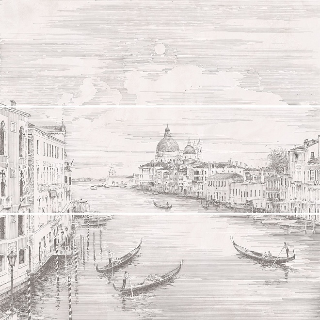 Панно Город на воде Venice матовый (из 3 ч. разм. 25x75) обрезной 75x75