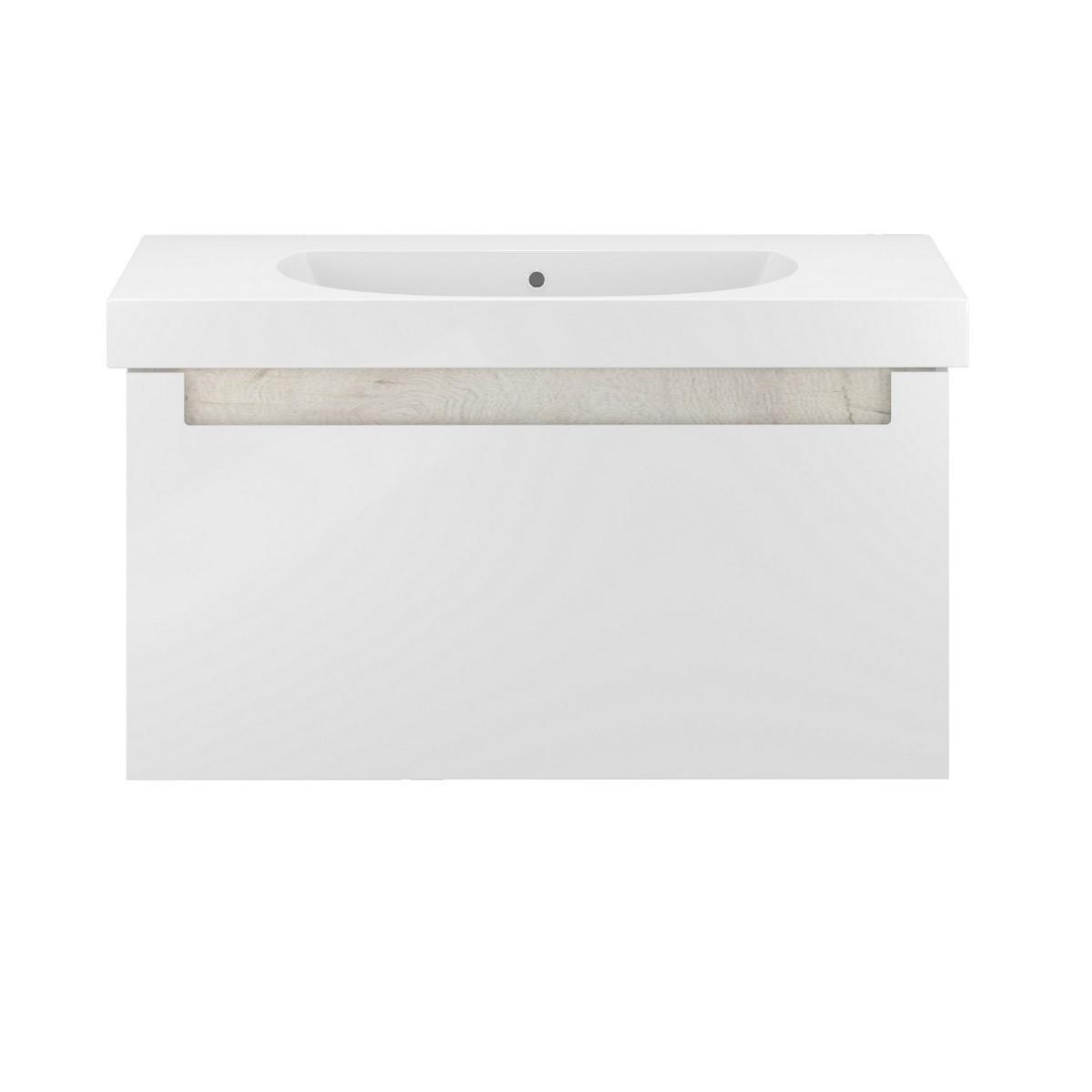 Тумба KERAMA MARAZZI Buongiorno Plus подвесная с ящиками 100, белая глянцевая/дуб кантри