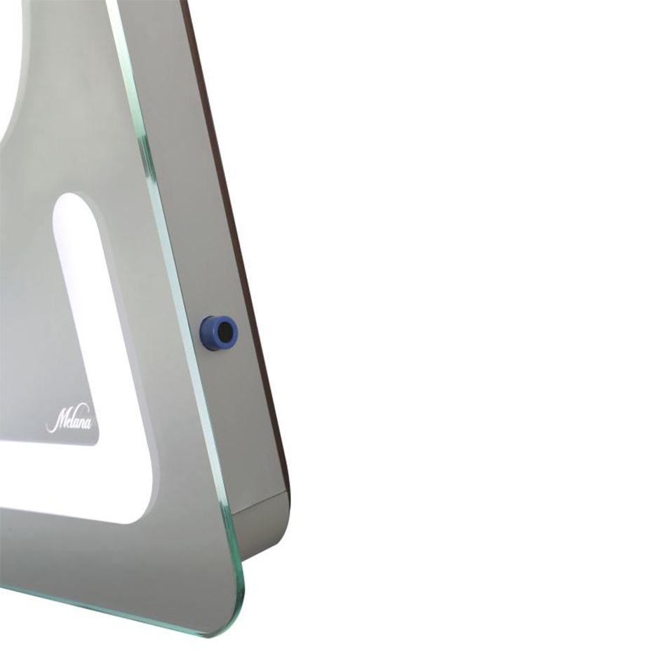 Зеркало с подсветкой Melana-8060 подогревом, часами, косметическим зеркалом + Bluetooth — вид сбоку на корпус
