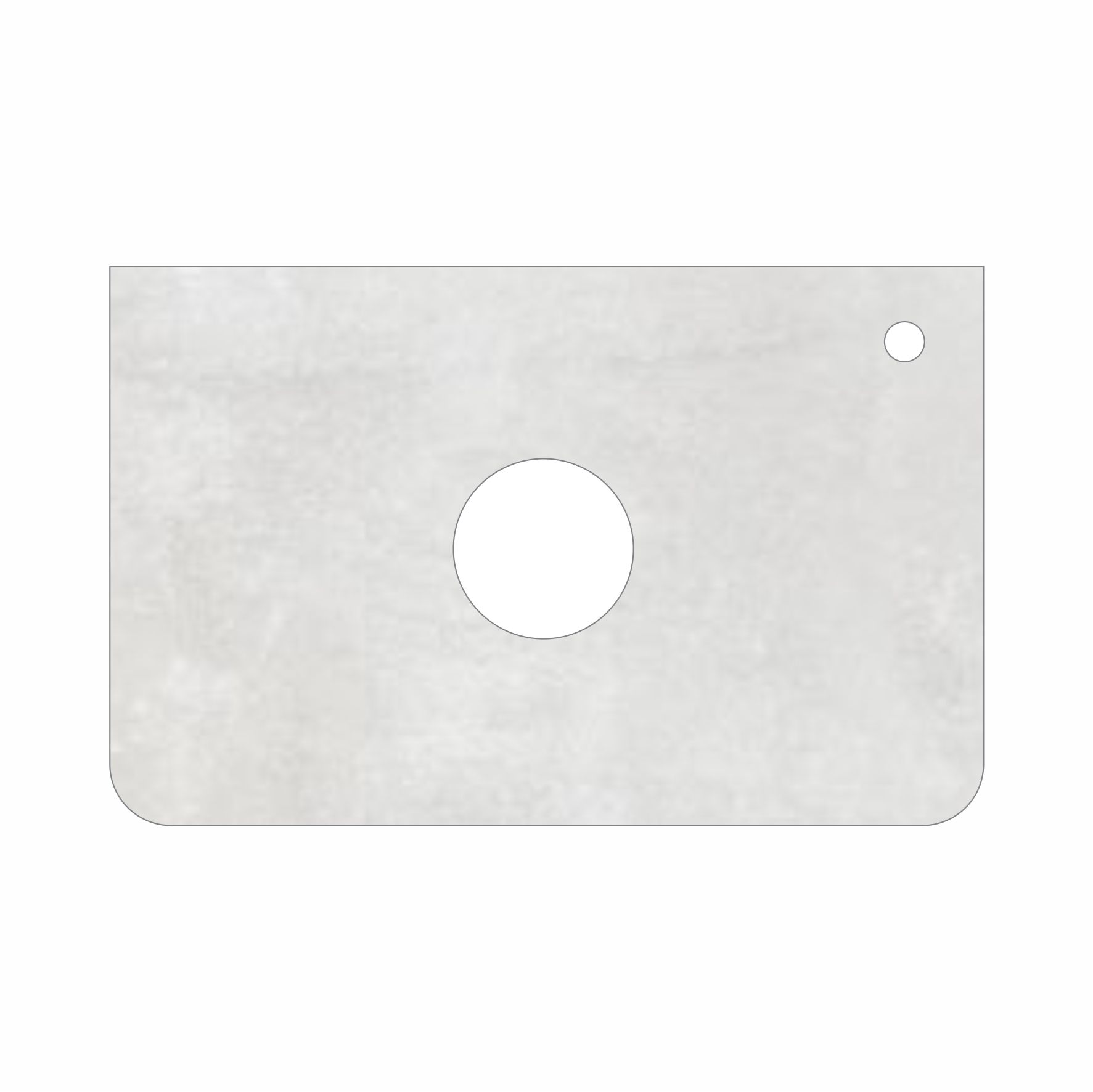 Столешница Мирсант Grey Light 60, светло-серый, фаска — вид сверху на поверхность с отверстиями