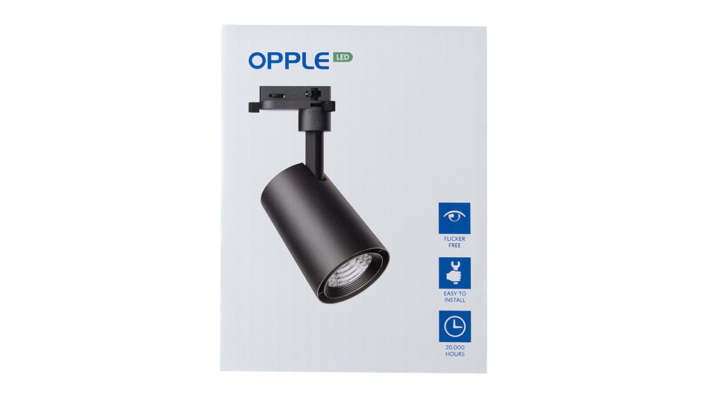 Светильник светодиодный трековый OPPLE LED Spotlight U3 Track 3 10W-3000-24D-BK-GP трехфазный, поворотный — товар в упаковке