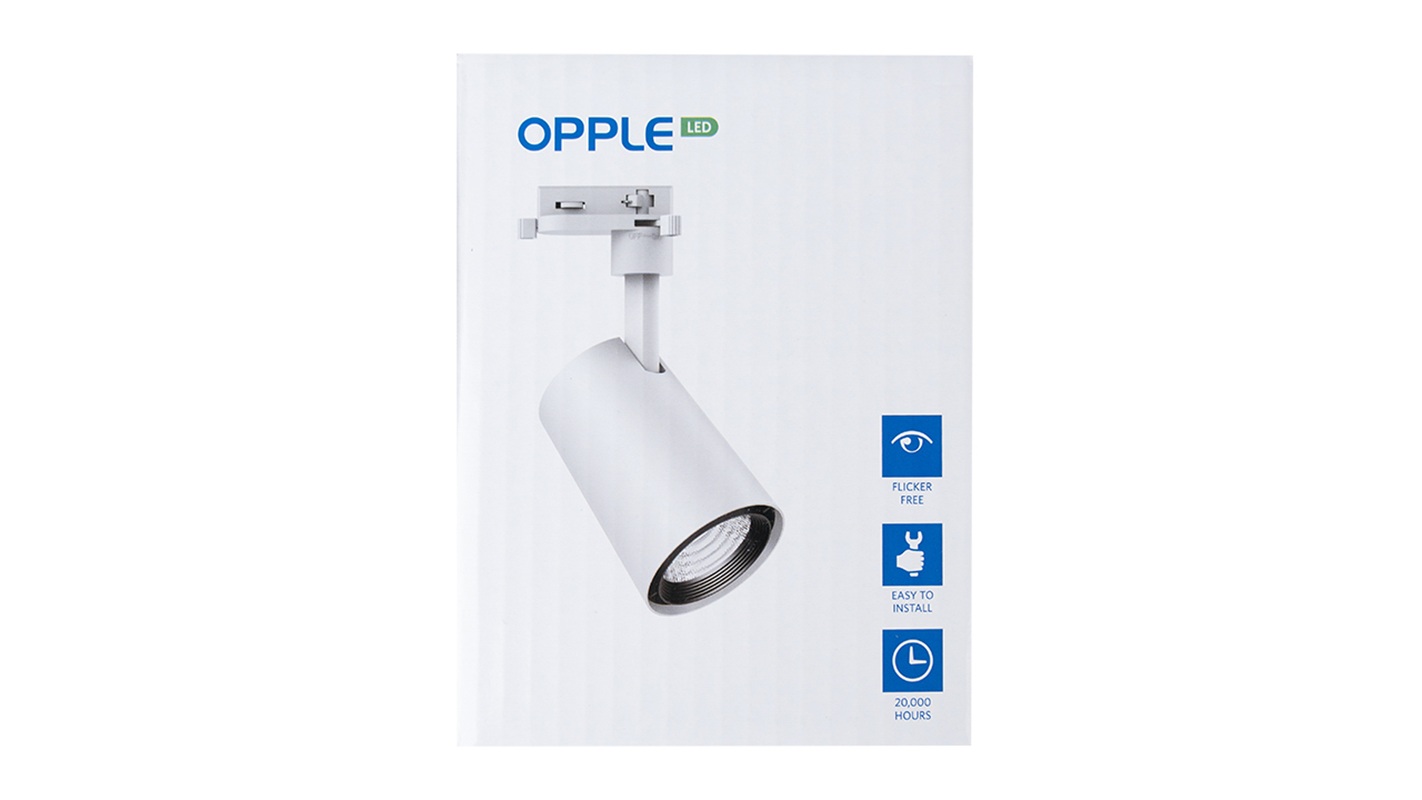 Светильник светодиодный трековый OPPLE LED Spotlight U3 Track 3 20W-3000-24D-WH-GP трехфазный, поворотный — товар в упаковке