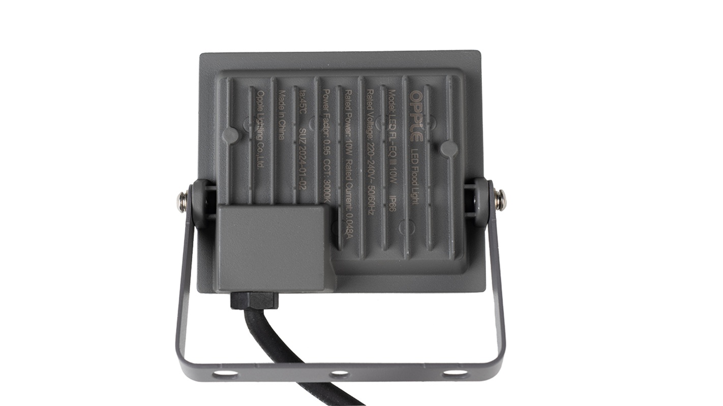 Прожектор светодиодный уличный OPPLE LED Floodlight EQ3 10W-3000-GY-GP поворотный — вид сзади на корпус