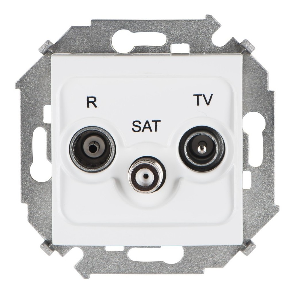 Розетка R-TV-SAT Simon 15, одиночная, винтовой зажим, белый — вид спереди на устройство