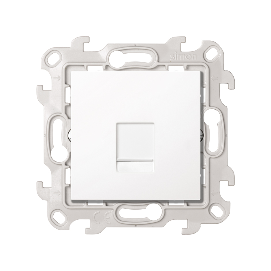 Розетка компьютерная Simon 24 Harmonie RJ45, кат.6 UTP, белый — вид спереди на монтажную рамку