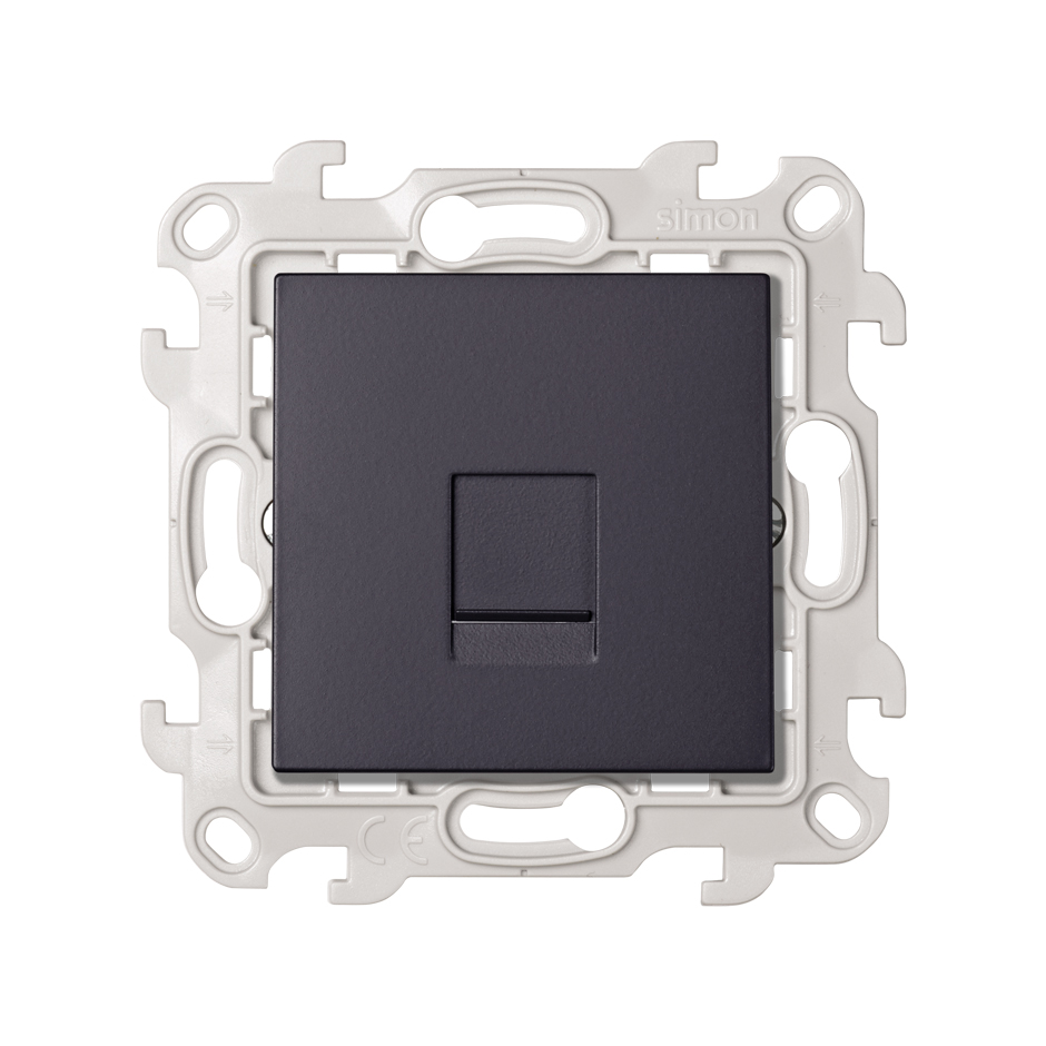 Розетка компьютерная Simon 24 Harmonie RJ45, кат.6 UTP, графит — вид спереди на механизм