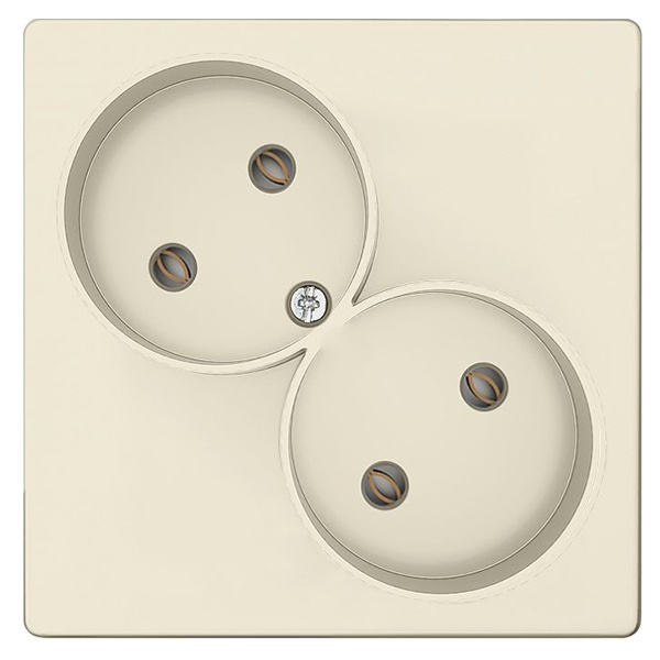 Розетка Simon 24 Harmonie двойная 2К, без шторок, слоновая кость — вид спереди