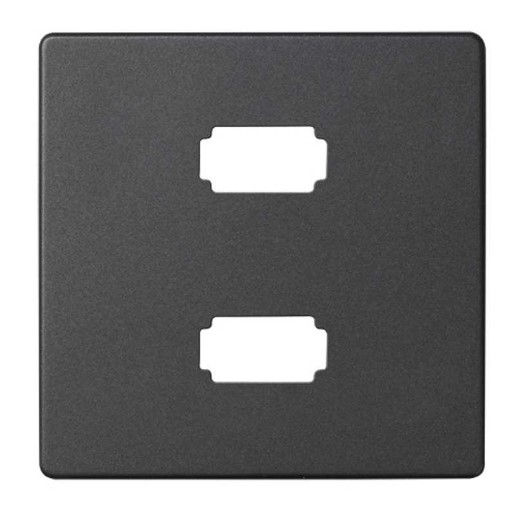 Накладка на розетку Simon 82 Detail на 2 разъема USB 2.0 тип А, Simon 82, графит — передний план панели с отверстиями
