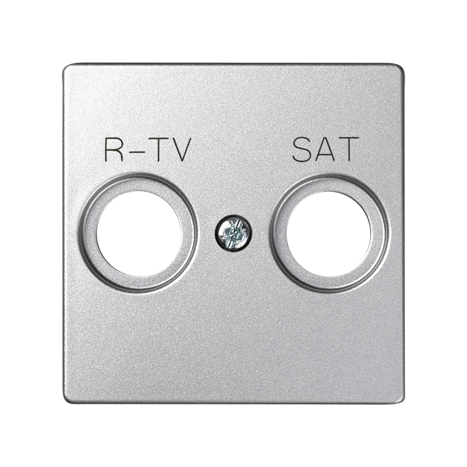 Накладка на розетку R-TV-SAT Simon 82 Detail, телевизионная, холодный алюминий — вид спереди