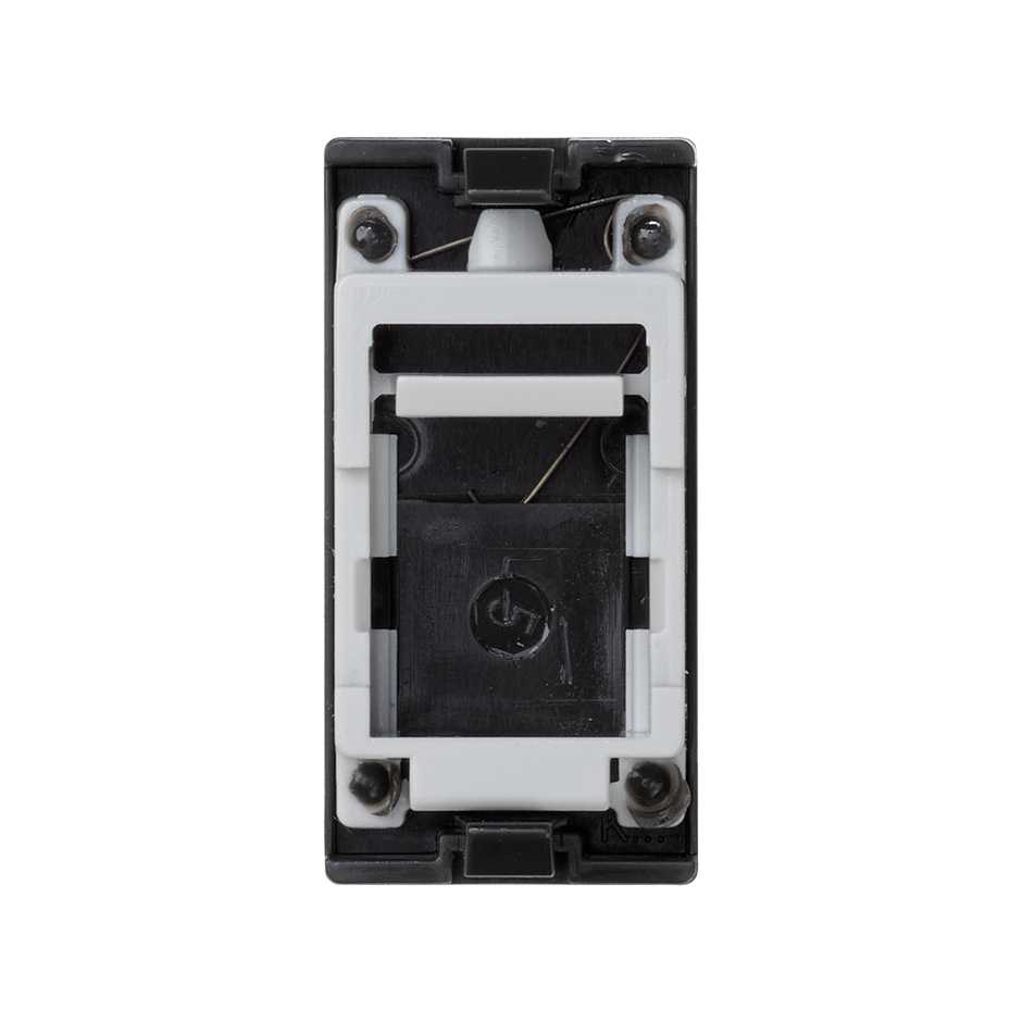 Адаптер Simon Connect K45 наклонный, узкий, со шторкой, на 1 модуль MD (RJ45, оптоволокно) — вид сверху на внутреннюю часть