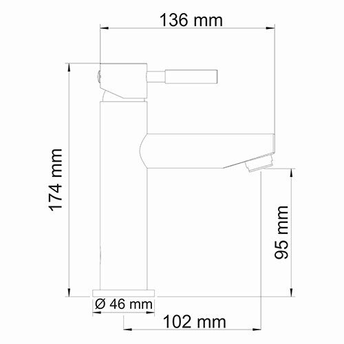 Смеситель для раковины Wasserkraft Main 4100 — чертёж с размерами