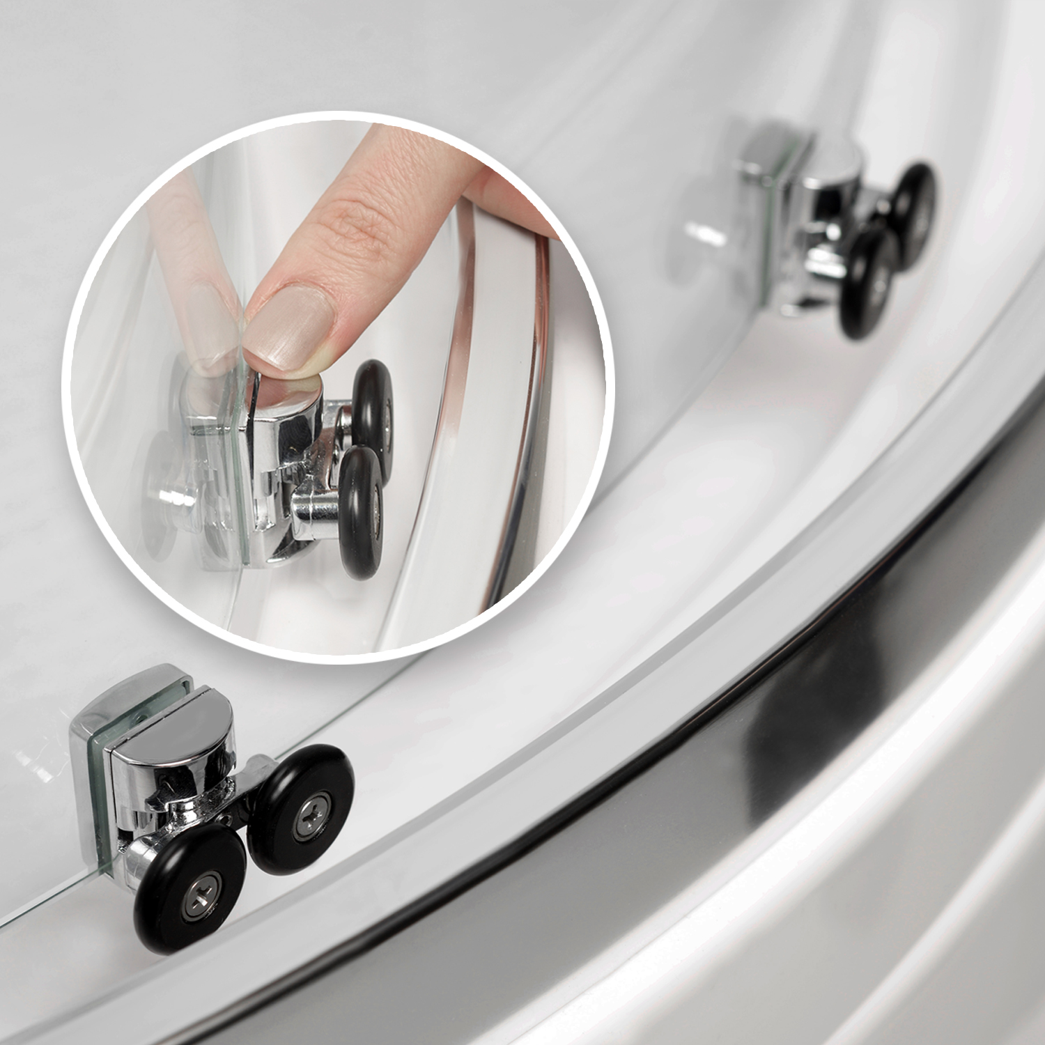 Душевая дверь Wasserkraft Lippe 45S 150 см — ролики крупным планом