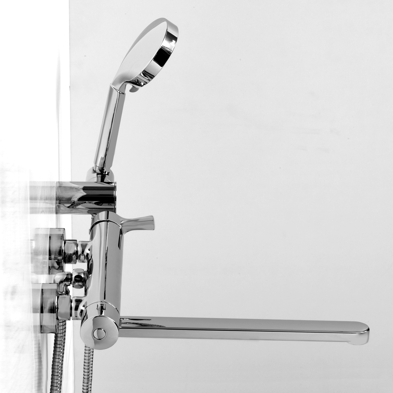 Смеситель для ванны Wasserkraft Berkel 4800 с длинным изливом — вид сбоку под углом