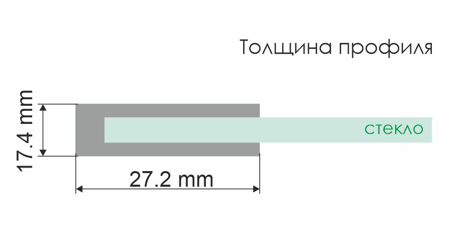 Душевая перегородка Wasserkraft Glan 66W 90х200, стеклянная, боковая — чертёж с размерами профиля