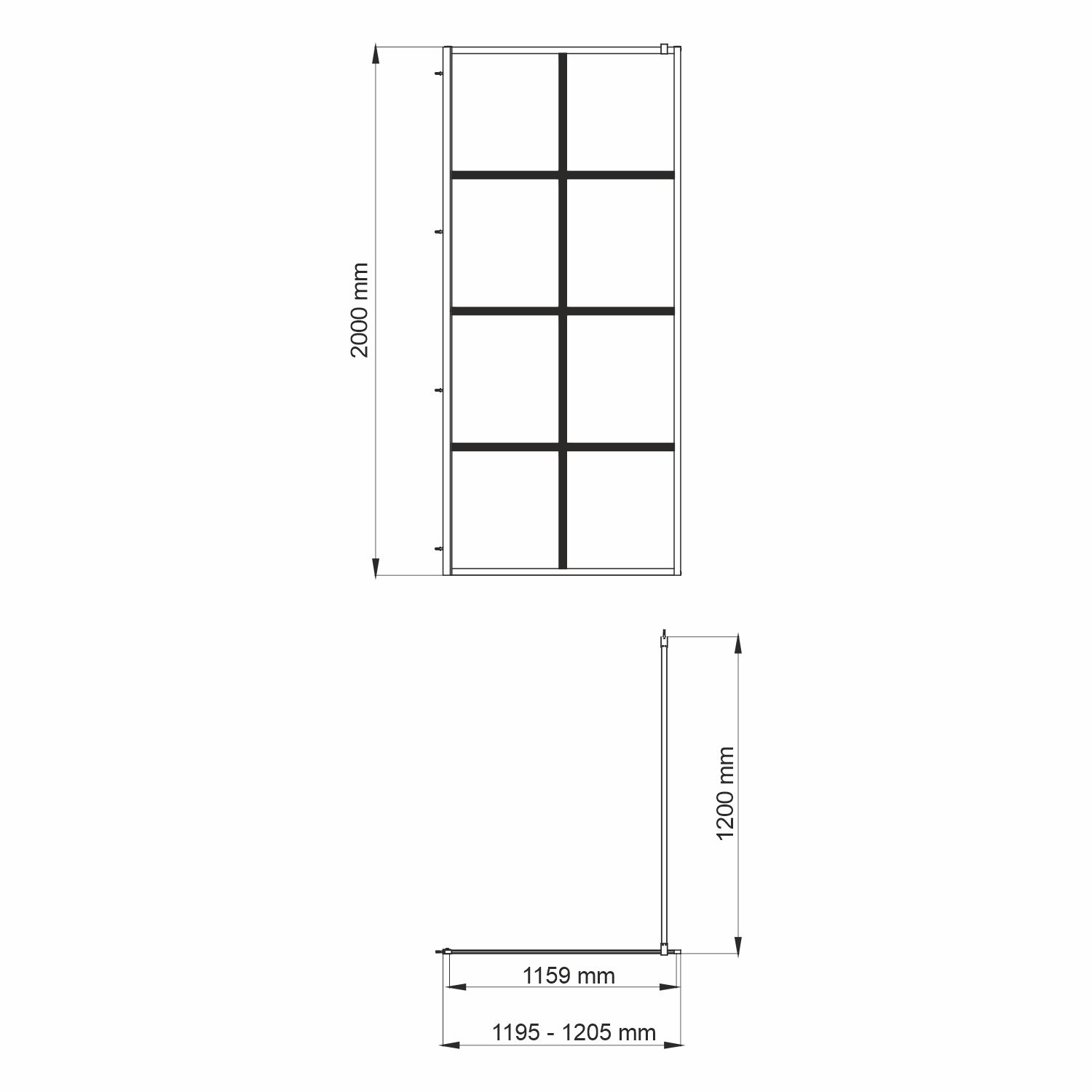 Душевая перегородка Wasserkraft Glan 66W 120х200, стеклянная, боковая — чертёж с размерами