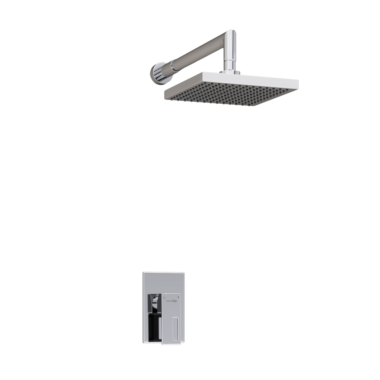 Душевая система Wasserkraft Alme со смесителем и с тропическим душем — лейка и смеситель крупным планом