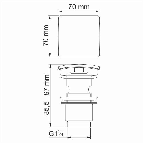 Донный клапан Wasserkraft Sauer 7100 автомат — чертёж с размерами