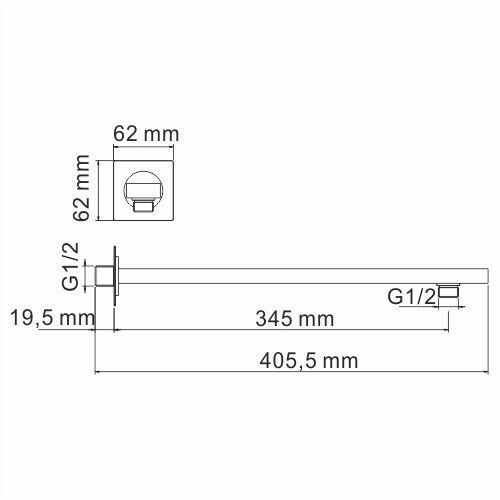 Душевой кронштейн Wasserkraft Glan 6600 — чертёж с размерами
