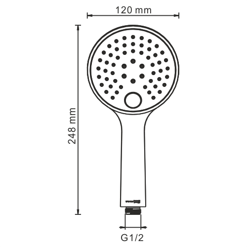 Ручной душ Wasserkraft Sauer 7100 с изливом — чертёж с размерами