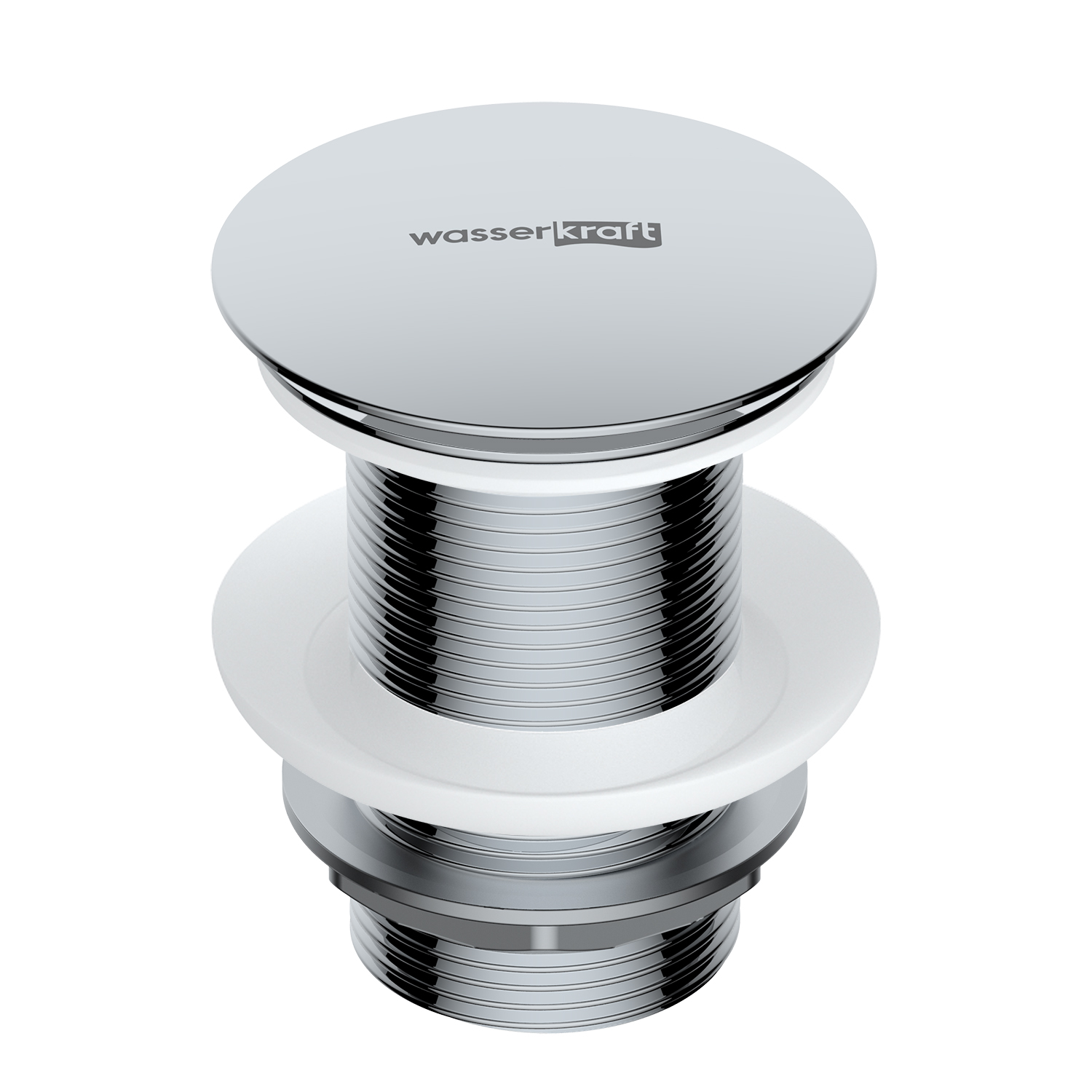 Донный клапан Wasserkraft с системой click-clack — вид сбоку под углом