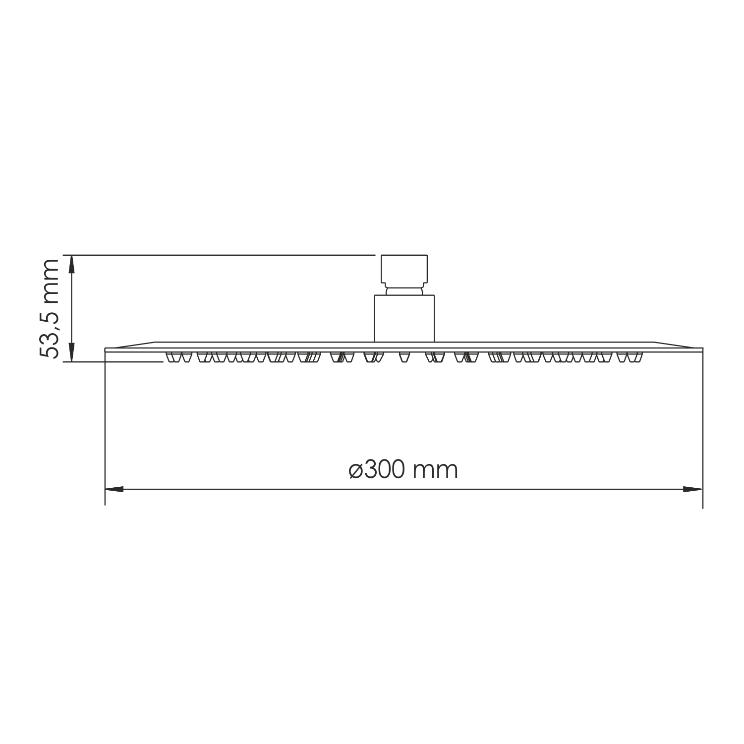 Верхний душ Wasserkraft Asphe 7700 — чертёж с размерами