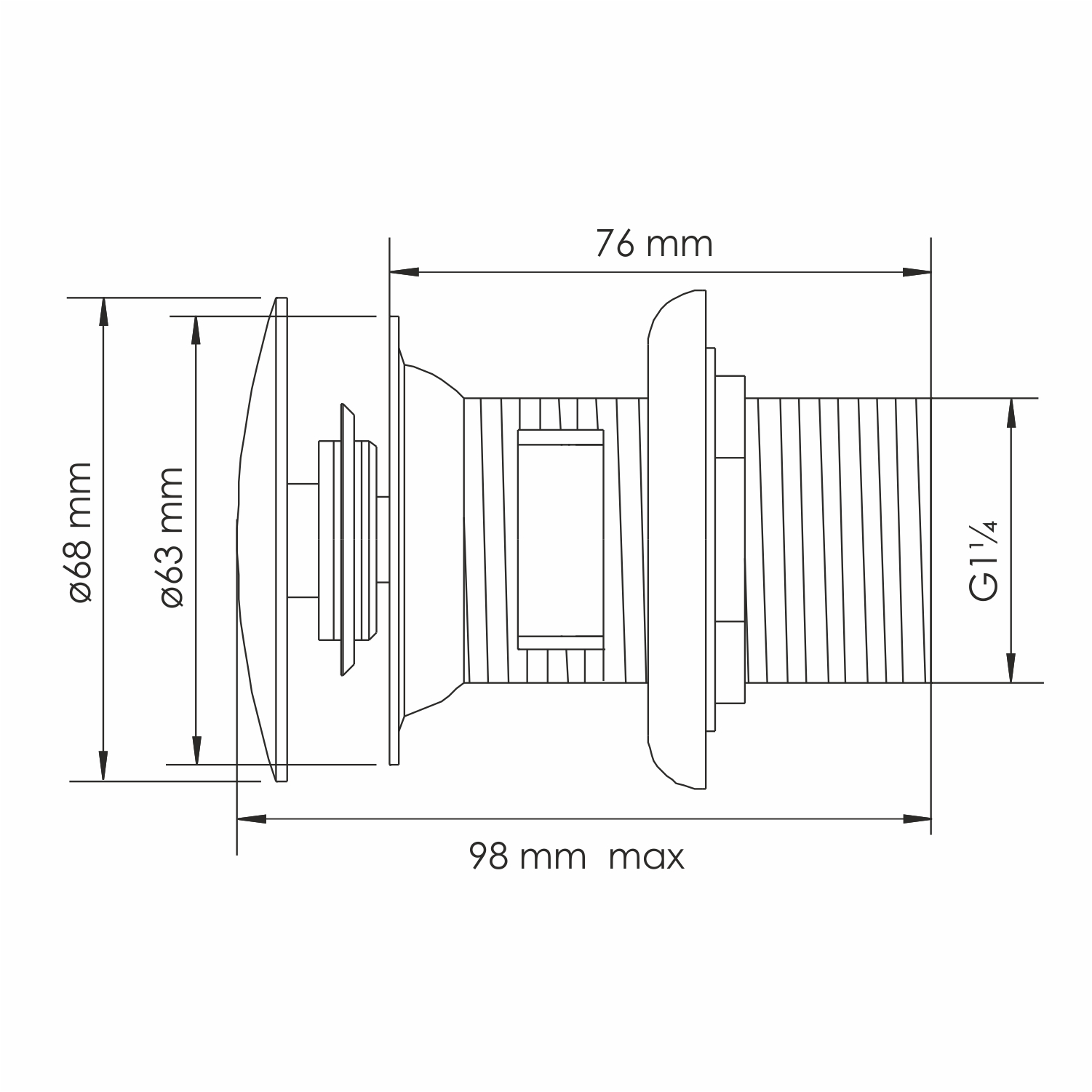 Донный клапан Wasserkraft Asphe 7700 click-clack — чертёж с размерами