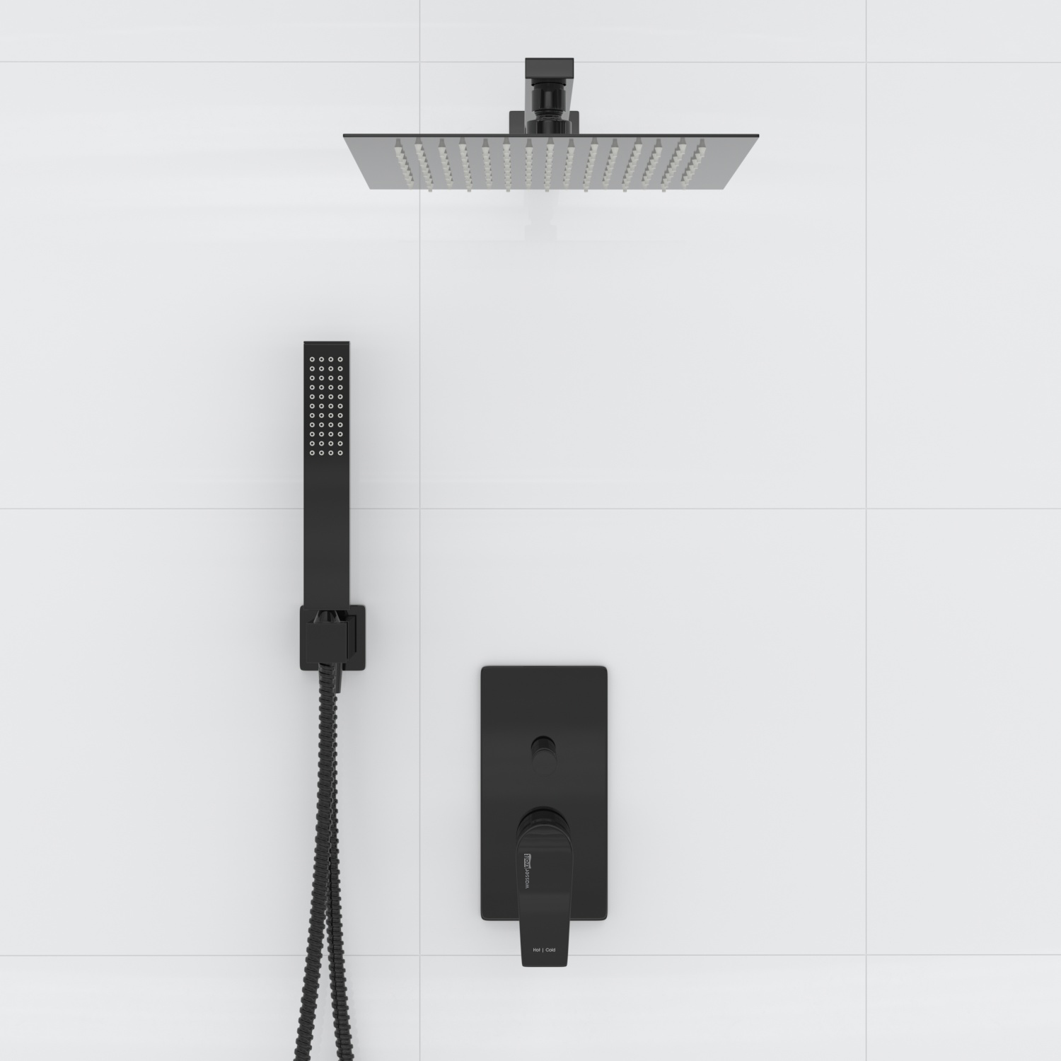 Душевая система Wasserkraft Glan 6600 с верхним душем — черный смеситель с лейками