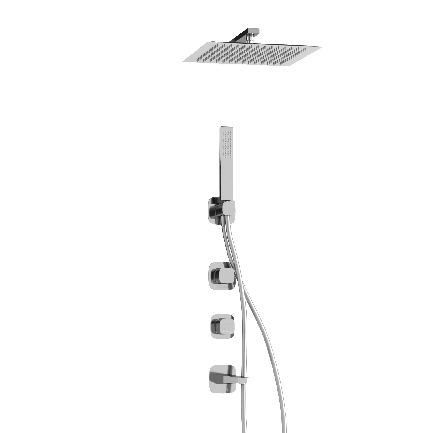 Душевая система Wasserkraft Naab 8600 с тропическим душем + лейка — вертикальная компоновка с видом сбоку