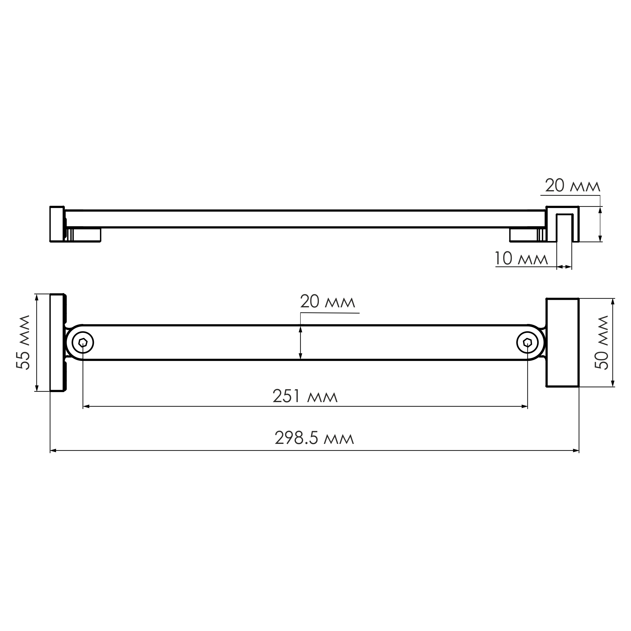 Фиксатор Wasserkraft Berkel 48P Leine 35P для стеклянной шторки — чертёж с размерами