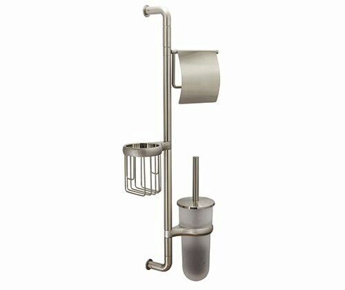 Стойка для туалета Wasserkraft Ammer K-7000 с ершиком и держателем туалетной бумаги, подвесная — вид спереди на сантехнический модуль