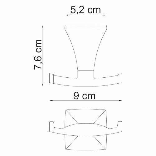 Крючок Wasserkraft Wern K-2500 двойной — чертёж с размерами