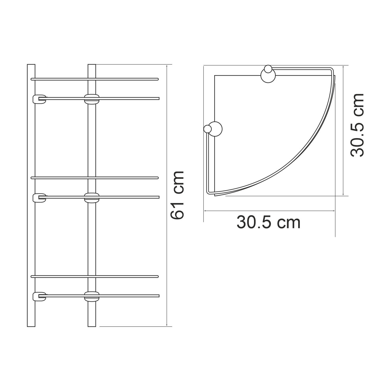 Полка угловая Wasserkraft Kammel K-8300White, тройная — чертёж с размерами