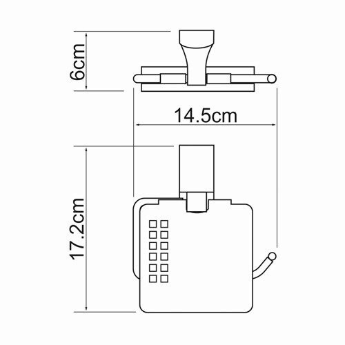 Держатель туалетной бумаги Wasserkraft Leine K-5000 с крышкой — чертёж с размерами