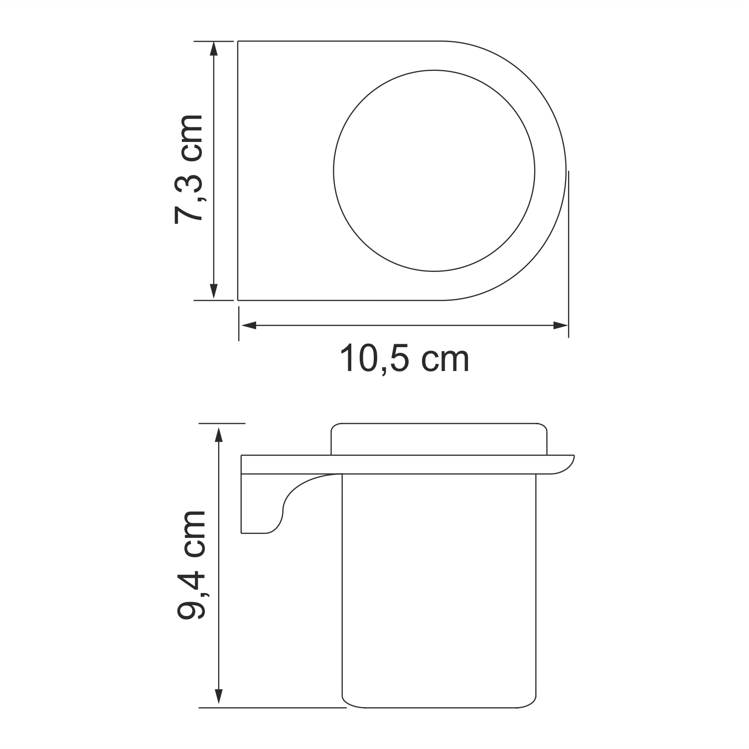 Стакан Wasserkraft Kammel K-8300White для зубных щеток — чертёж с размерами